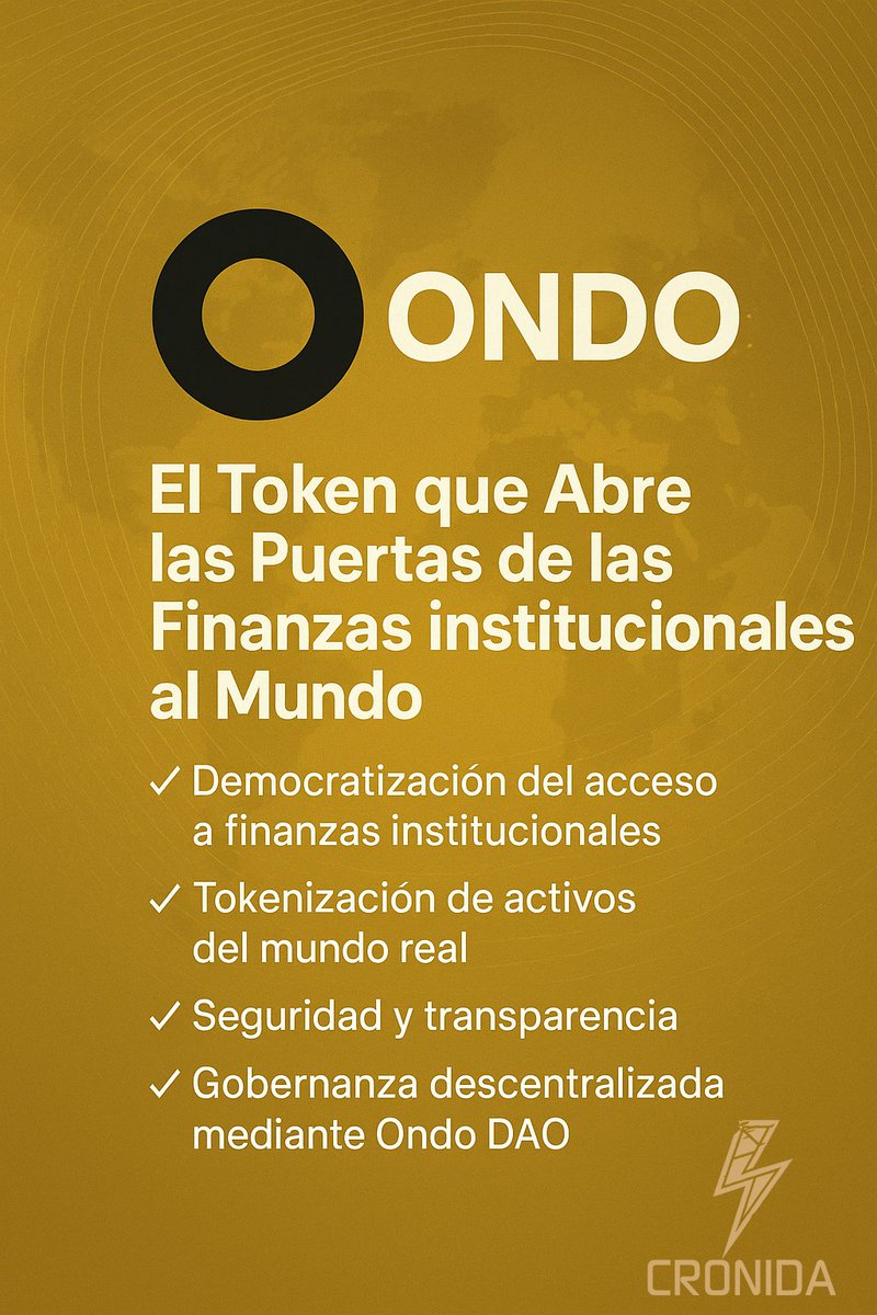 🟡 ONDO: El Token que Abre las Puertas de las Finanzas Institucionales al Mundo
¿Imaginas invertir en activos como bienes raíces o bonos respaldados por grandes instituciones financieras... pero desde tu wallet cripto?
#Ondo #ONDOtoken #DeFi #CriptoInversiones #BlockchainLatam