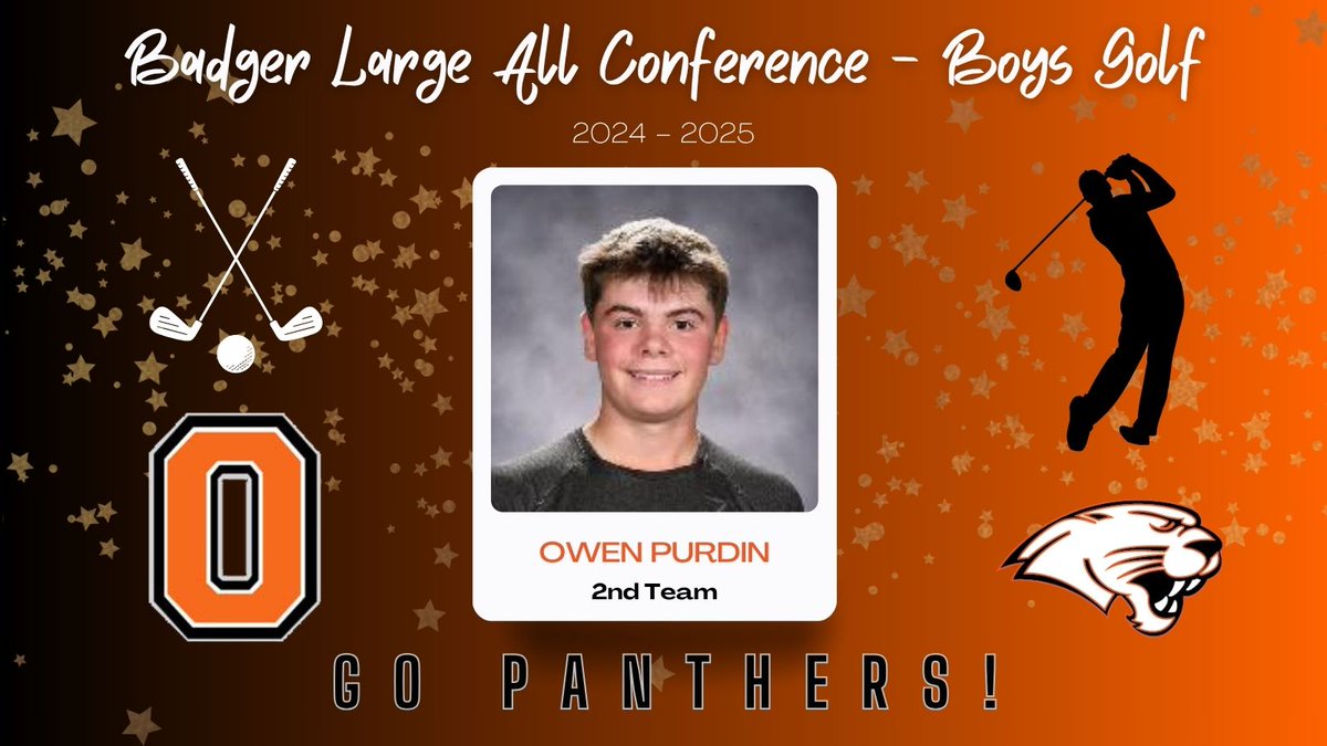 Congratulations to our Boys Golf team member who was recently named to the Badger Large - All Conference Team! 🧡🖤🏌️‍♂️⛳️ #OregonAchieves
<a href="/OregonSchools/">Oregon School District</a> <a href="/Oregon_Boosters/">Oregon Boosters</a>
