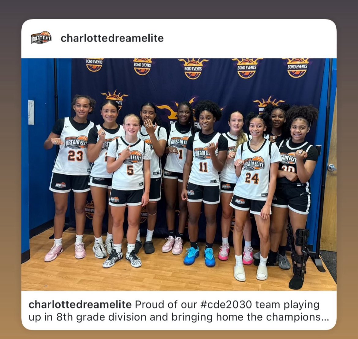 8th grade division champions.  Great weekend of basketball