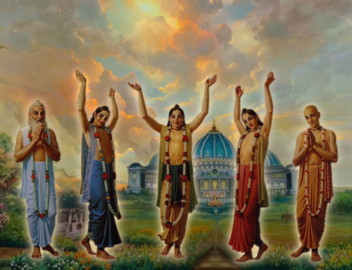 dandavats_com's tweet image. śrī-kṛṣṇa-caitanya prabhu-nityānanda
śrī-advaita gadādhara śrīvāsādi-gaura-bhakta-vṛnda

"I offer my obeisances to Śrī Kṛṣṇa Caitanya, Prabhu Nityānanda,
Śrī Advaita, Gadādhara, Śrīvāsa and all others in the line of devotion." instagram.com/p/DKr-oOYND14/