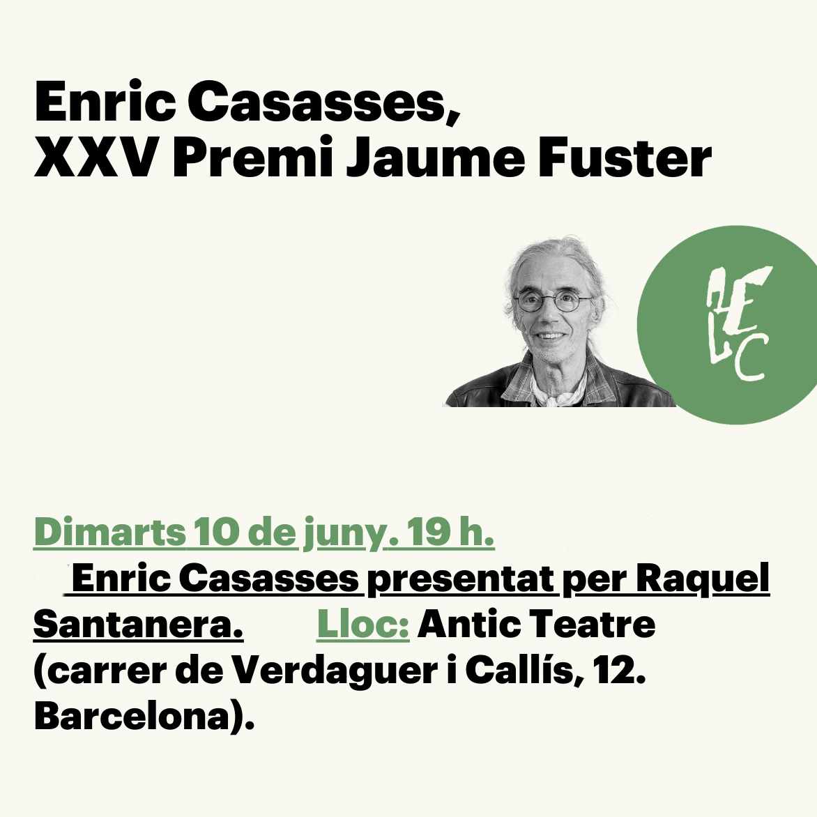 dimarts 10 de juny (2025) a les 7 del vespre a l'ANTIC teatre (Barcelona, prop del palau de la música), sarau i xou de l'enric casasses amb la raquel santanera; aquí un dibuix de tura sanglas, del llibre de LA POLICIA IRÀ DE BÒLIT; la pintada al pas zebra no sé qui l'ha fet.