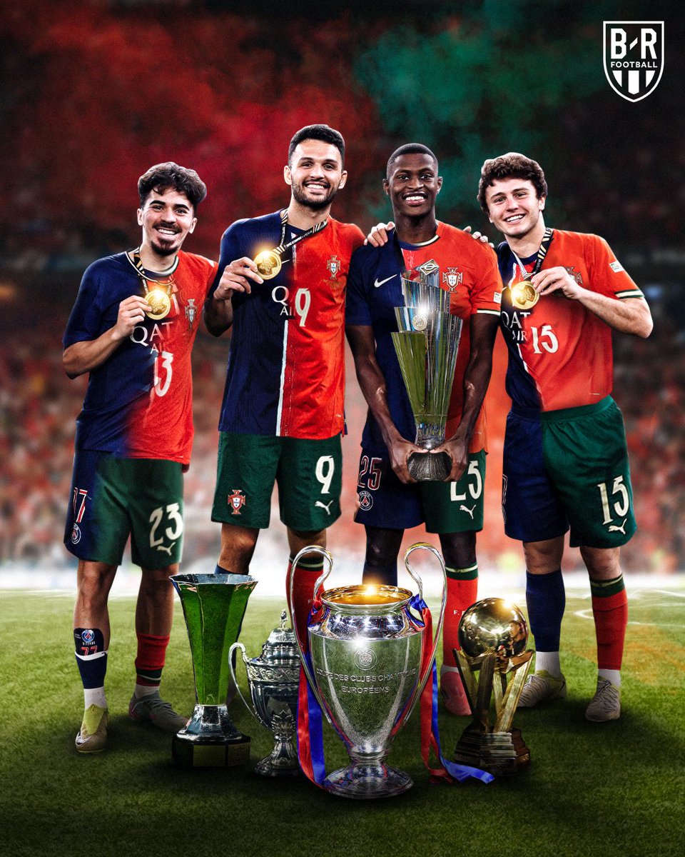 Vitinha, Nuno Mendes, João Neves, and Gonçalo Ramos swept up the trophies in France and Europe.

Then they went and won another with Portugal 🌟🇵🇹