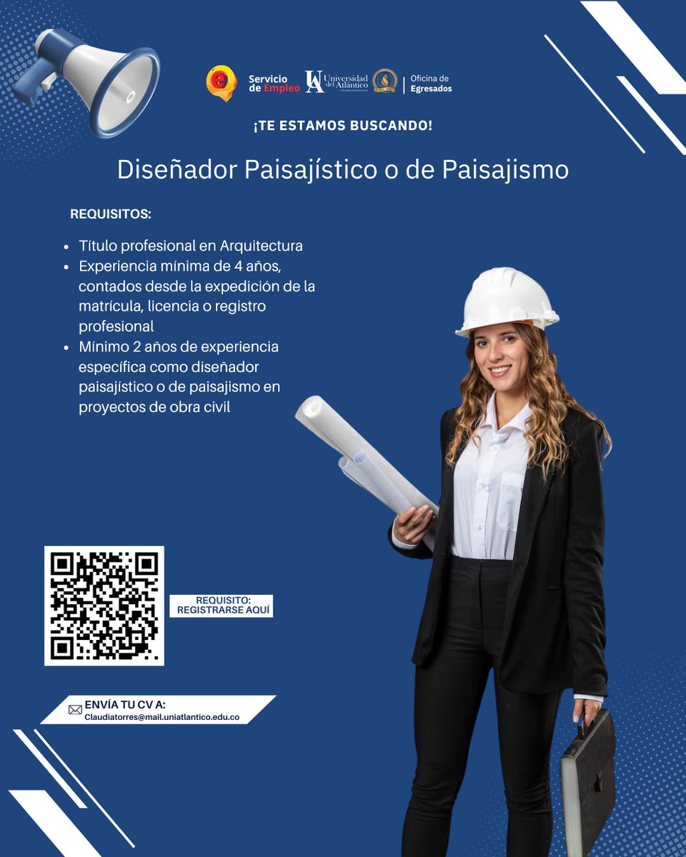 🌿 ¡Estamos buscando talento verde!
¿Eres arquitecto con experiencia en diseño del paisaje? Esta es tu oportunidad 🌱

👷‍♂️ Requerimos 1 Diseñador Paisajístico o de Paisajismo

📌 Requisitos clave:
✅ Título profesional en Arquitectura
✅ 4 años de experiencia profesional (contados