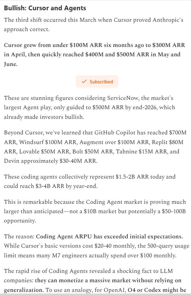 GavinSBaker's tweet image. AI coding agents like Cursor might add more NNARR than the entire SaaS industry (ex MSFT) in the second quarter.
Should also say that I enjoyed the @FundaBottom write-up of Google which sparked this thought.