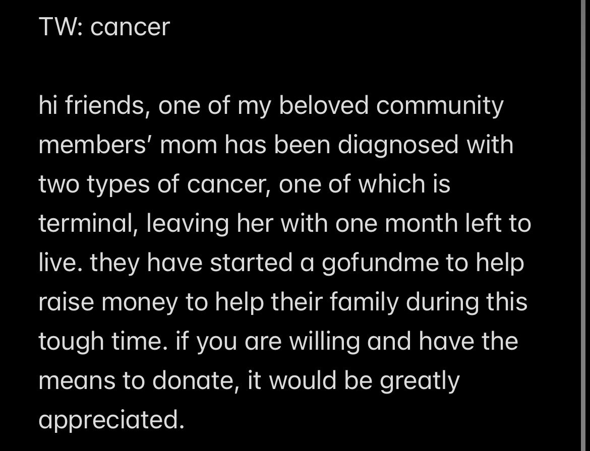 please share if you can. i dont want to reveal their twitch name as the gofundme has their legal name.

link to donate: gofund.me/1bce1d66