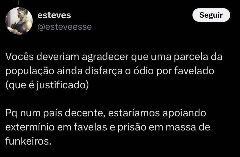 Quem defende favelado recebe esse tipo de mensagem como resposta. Os ratos saíram do bueiro… e ainda tem gente que acha que a discussão se resume ao Oruam. Disse uma vez e vou repetir: vocês são racistas.
