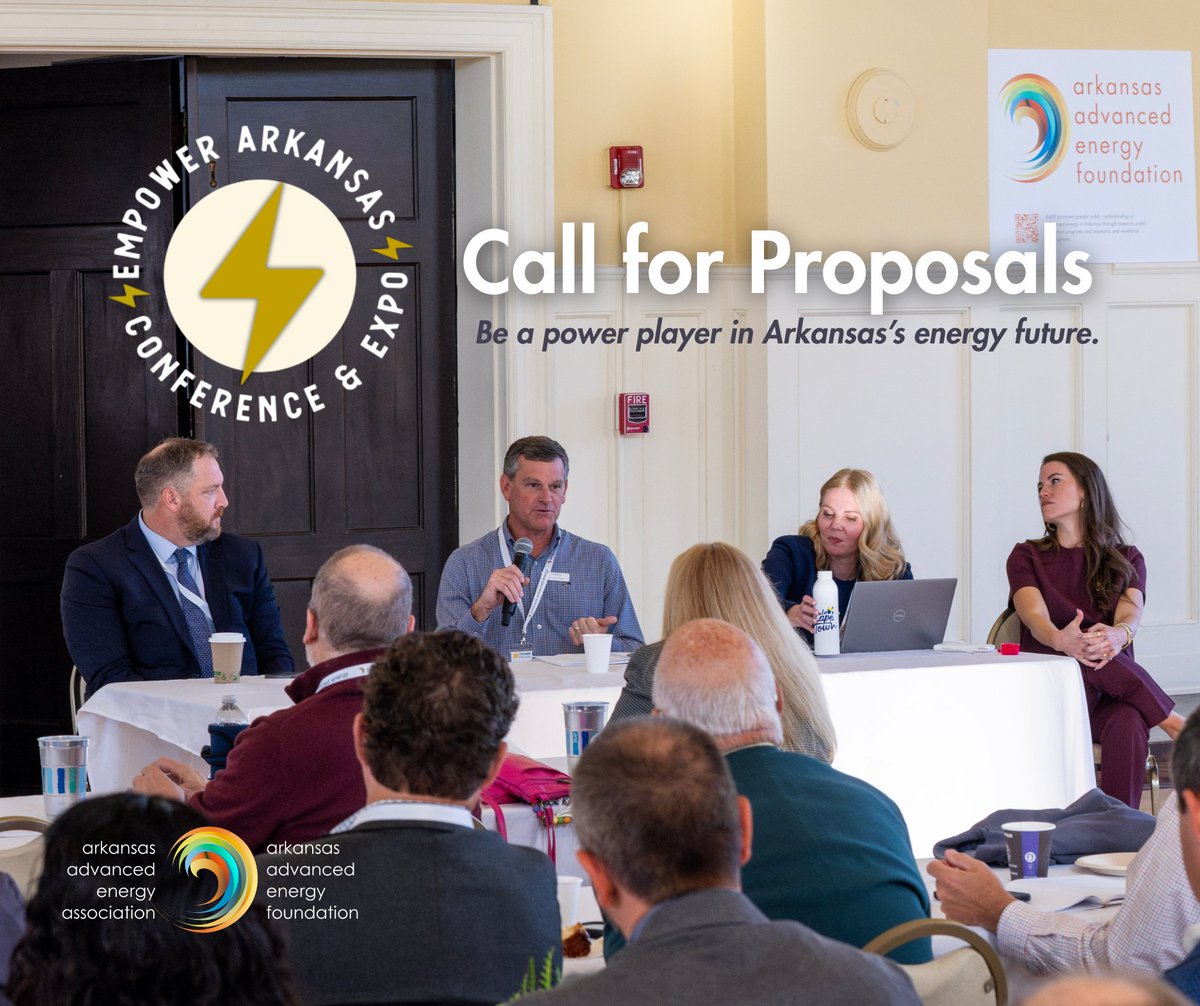 ArkAdvEnergy's tweet image. Call for Proposals 🗣️ 

Position yourself as a power player in Arkansas's energy sector by presenting at our annual emPOWER Arkansas Conference &amp;amp; Expo 2025 in North Little Rock on October 21, 2025!

🗓️ Deadline to submit is July 1!
arkansasadvancedenergy.com/arkansas-advan…

#ArkansasEnergy