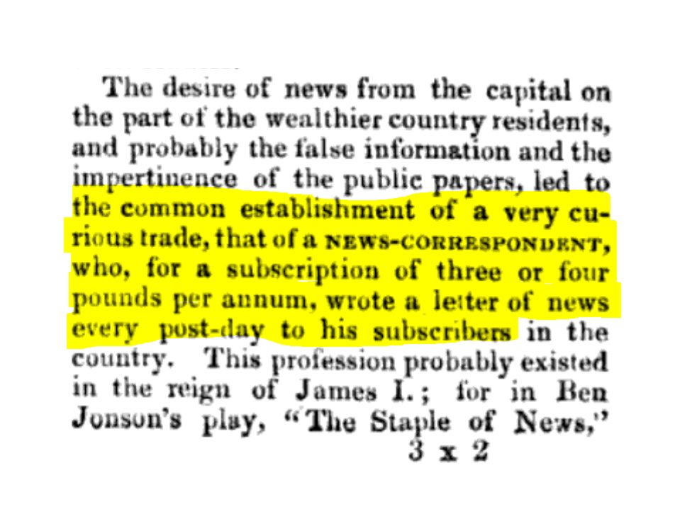 Another entry for the everything-old-is-new-again file: Substack circa London, England during the reign of James I (1603-1625).