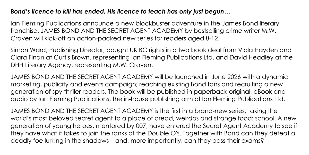 calvindyson's tweet image. As a kid, I adored the Anthony Horowitz Alex Rider books (they were my gateway into Ian Fleming) so it's cool to see there will soon be new James Bond stories specifically for a younger skewing audience. I will also absolutely be reading them myself when they're out, of course...