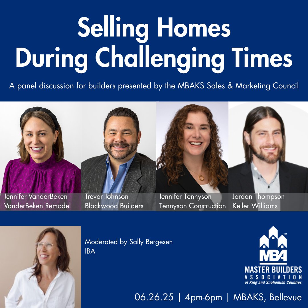 On June 26 at MBAKS, hear from a panel of experts on how to navigate uncertain and challenging times  related to selling homes. Enjoy a post-panel networking, too. Register today: bit.ly/3HoczUa  #economicuncertainty #sales #homes #mbaks