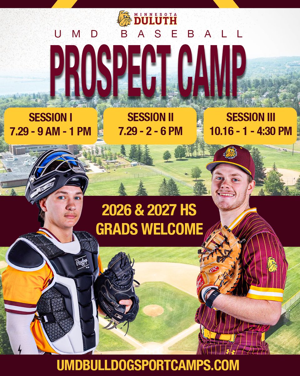 ⚾️UMD BASEBALL PROSPECT CAMP

‼️2026 and 2027 Grads‼️ 

Come compete and show your talents in front of UMD Baseball staff!

Sign up today!
 🔗: bulldogsbaseballcamps.totalcamps.com/shop/EVENT