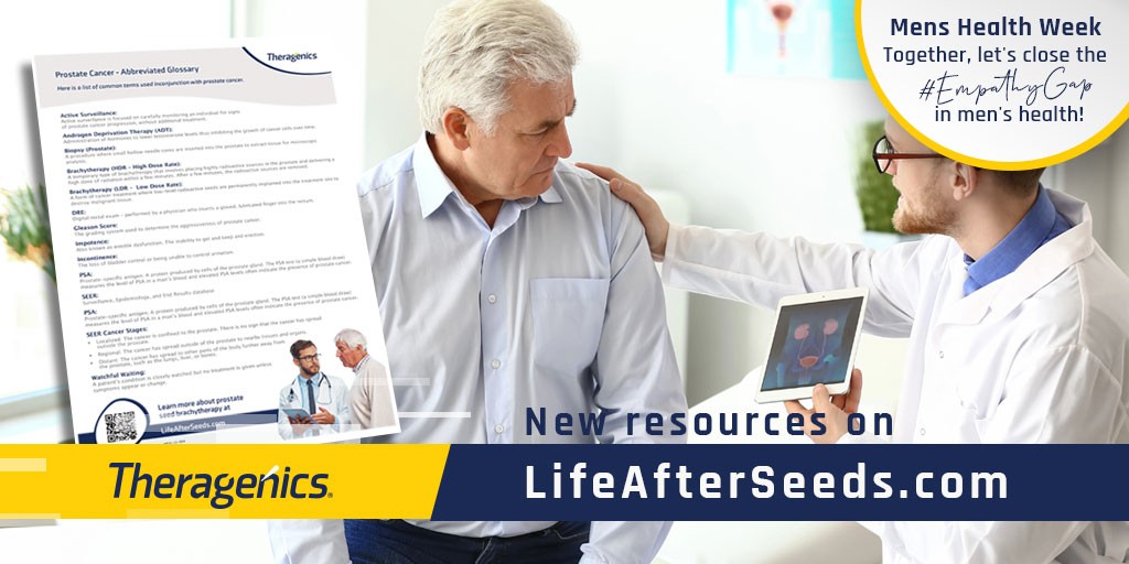 🧠 It's International #MensHealthWeek and today's focus is Mental Health. Encourage patients to find support and resources at LifeAfterSeeds.com including a Glossary of Terms to understand prostate cancer treatment options. #MensMentalHealth #PatientEducation #LifeAfterSeeds