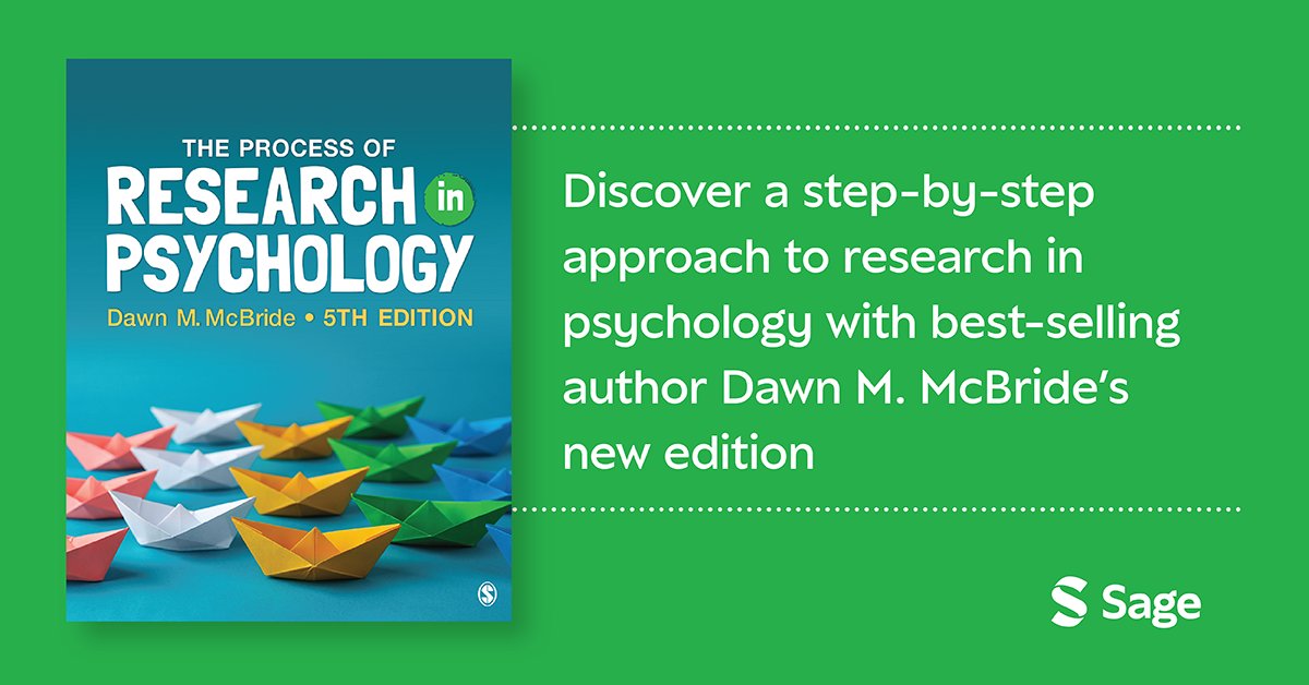 SagePsychology's tweet image. Discover best-selling author Dawn M. McBride's "The Process of Research in Psychology, Fifth Edition".
Learn more and get your copy here: ow.ly/cBYA50W66GH