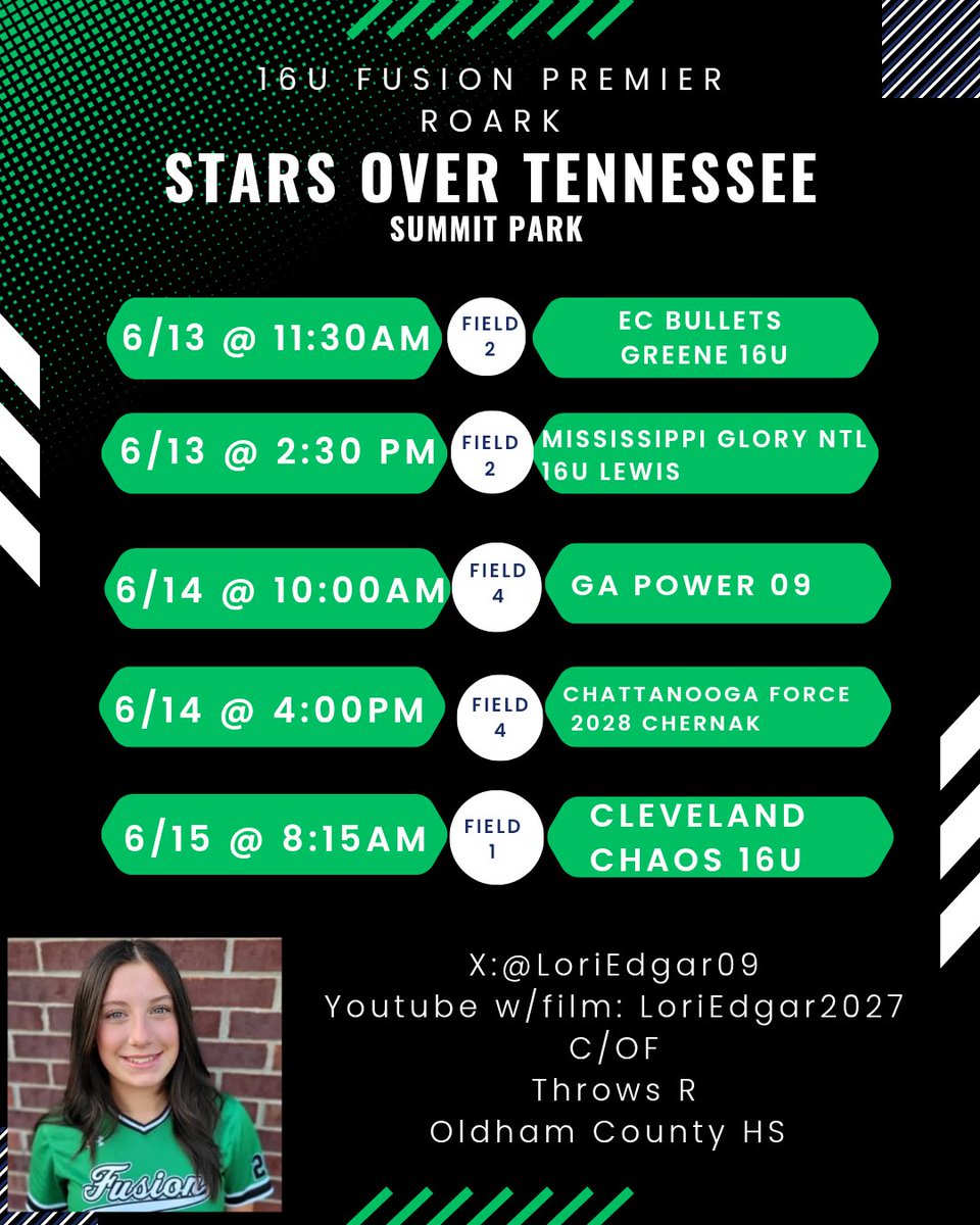 Lori Edgar (@loriedgar09) on Twitter photo Come by and catch a game with @fusionpremier ! <a href="/CoachDave_GC/">Dave Woolums</a> <a href="/BaileyDillender/">Bailey Dillender</a> <a href="/NKUNorseSB/">NKU Softball 🥎</a> <a href="/EKU_Softball/">EKU Softball</a> <a href="/IndStSoftball/">Indiana State Softball</a> <a href="/Coachmun/">Mat Mundell</a> <a href="/EmorySoftball/">Emory Softball</a> <a href="/SUSoftball/">Spalding U Softball</a> <a href="/BUKnightsSB/">Bellarmine Softball</a> <a href="/BereaSoftball/">Berea softball</a> Come by and catch a game with @fusionpremier ! <a href="/CoachDave_GC/">Dave Woolums</a> <a href="/BaileyDillender/">Bailey Dillender</a> <a href="/NKUNorseSB/">NKU Softball 🥎</a> <a href="/EKU_Softball/">EKU Softball</a> <a href="/IndStSoftball/">Indiana State Softball</a> <a href="/Coachmun/">Mat Mundell</a> <a href="/EmorySoftball/">Emory Softball</a> <a href="/SUSoftball/">Spalding U Softball</a> <a href="/BUKnightsSB/">Bellarmine Softball</a> <a href="/BereaSoftball/">Berea softball</a>