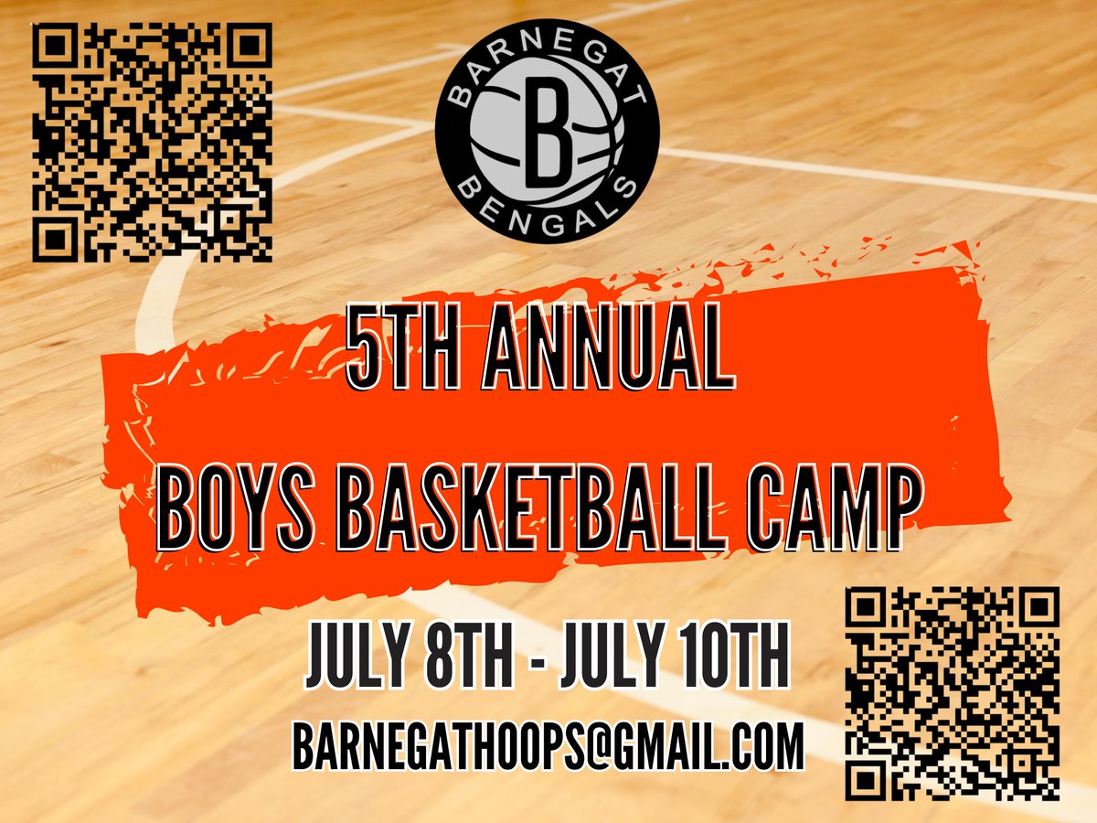 Barnegat Basketball (@barnegathoops) on Twitter photo 1 Month Away!!Β Sign up Today!!
Camp T-shirt sizes can only be guaranteed through Friday, June 13th.
docs.google.com/forms/d/e/1FAIβ¦
Camp Dates:Β July 8th β July 10th
Who Can Attend:Β Boys entering Grades 2β8 (as of Sept. 2025)
<a href="/bengalpride67/">John Germano</a> <a href="/BarnegatSchools/">Dr. Brian Latwis</a> <a href="/JToddings/">Josh Toddings</a> 1 Month Away!!Β Sign up Today!!
Camp T-shirt sizes can only be guaranteed through Friday, June 13th.
docs.google.com/forms/d/e/1FAIβ¦
Camp Dates:Β July 8th β July 10th
Who Can Attend:Β Boys entering Grades 2β8 (as of Sept. 2025)
<a href="/bengalpride67/">John Germano</a> <a href="/BarnegatSchools/">Dr. Brian Latwis</a> <a href="/JToddings/">Josh Toddings</a>