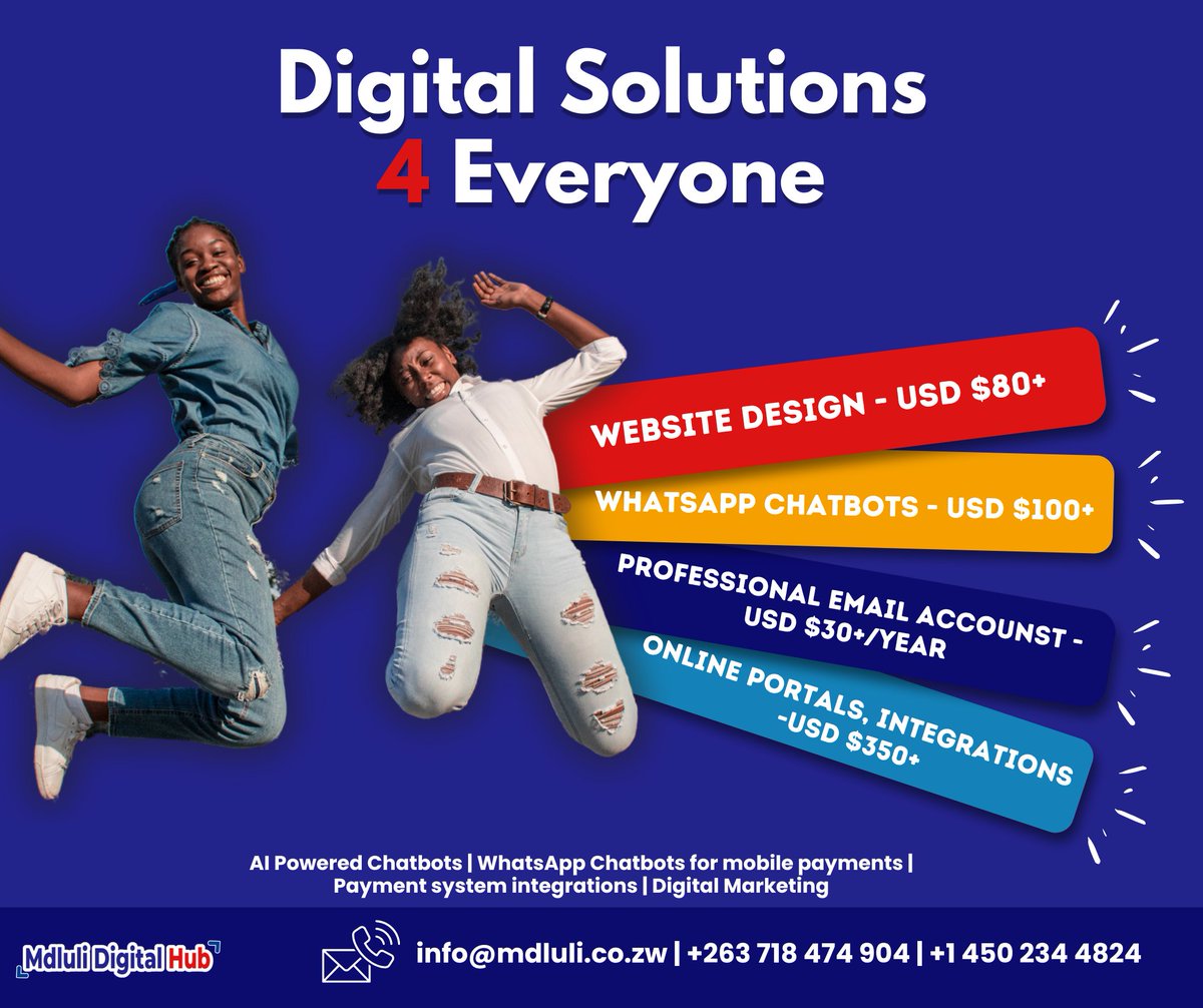 MdluliOfficial's tweet photo. For every business, from SME websites to educational websites, WhatsApp chatbots, payment system integrations, Artificial Intelligence systems...we got you covered!
#Tech4Africa #MDH #Webdeveloper #Chatbots #BusinessAutomation https://t.co/YA6BZrxAKf