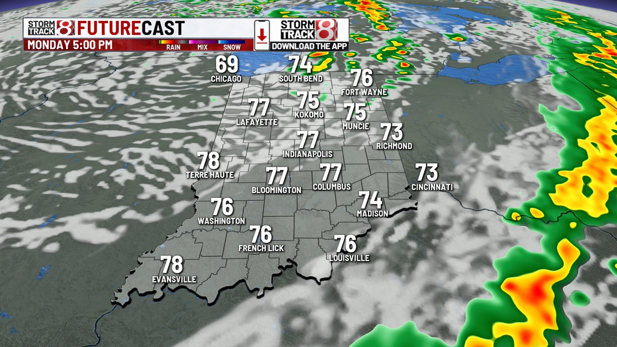 1 PM EDT 6/9: We have falling dew points/humidity and things are drying out.  A few showers/storms are still possible later today, especially in Northern Indiana. Mainly elevated wildfire smoke/haze will be an issue through midweek.
#inwx