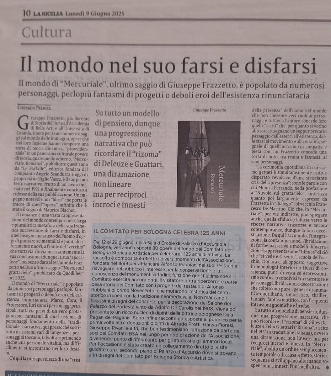 Recensione di "Mercuriale. Romanzi".
Corrado Peligra oggi su "La Sicilia".