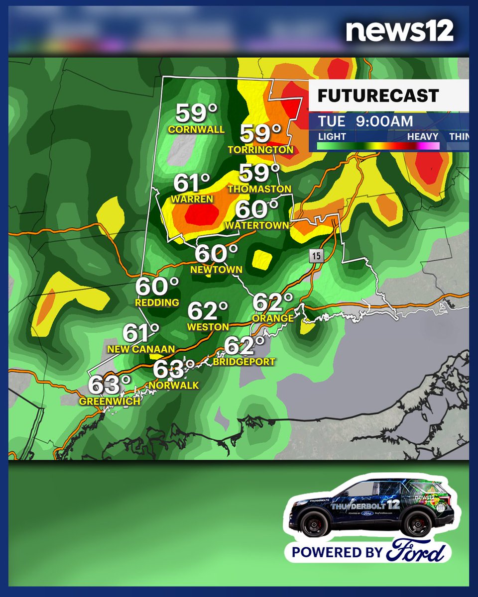 N12Thunderbolt's tweet image. THUNDERBOLT 12: Rainy weather is making its presence around the tri-state area through Tuesday morning. The wet weather is expected to leave and make way for sunshine and warmer temperatures by Wednesday.