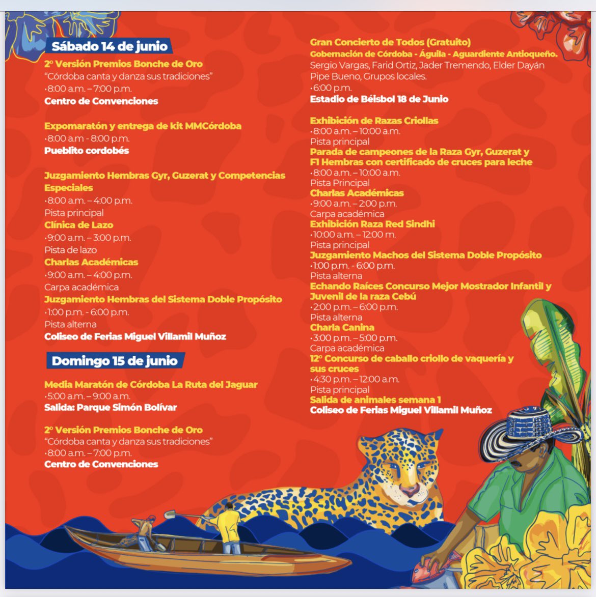 Orlando Benítez (@orlandobenitezm) on Twitter photo Comparto la programación de la feria de la ganadería que organiza la <a href="/GobCordoba_/">Gobernación de Córdoba</a> en el marco de su cumpleaños 73.
Felicito a nuestro Gobernador <a href="/ErasmoZB/">Erasmo Zuleta Bechara</a> y a todo el equipo por la organización.
A disfrutar con gran responsabilidad y con toda la alegría. Comparto la programación de la feria de la ganadería que organiza la <a href="/GobCordoba_/">Gobernación de Córdoba</a> en el marco de su cumpleaños 73.
Felicito a nuestro Gobernador <a href="/ErasmoZB/">Erasmo Zuleta Bechara</a> y a todo el equipo por la organización.
A disfrutar con gran responsabilidad y con toda la alegría.