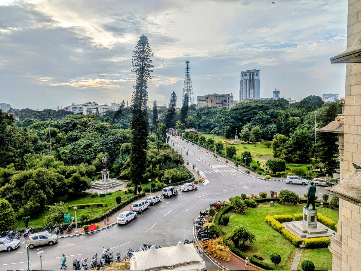 #Bengaluru skies this evening. 

Do you like the humble grass or the tall tree touching the sky? #Karnataka