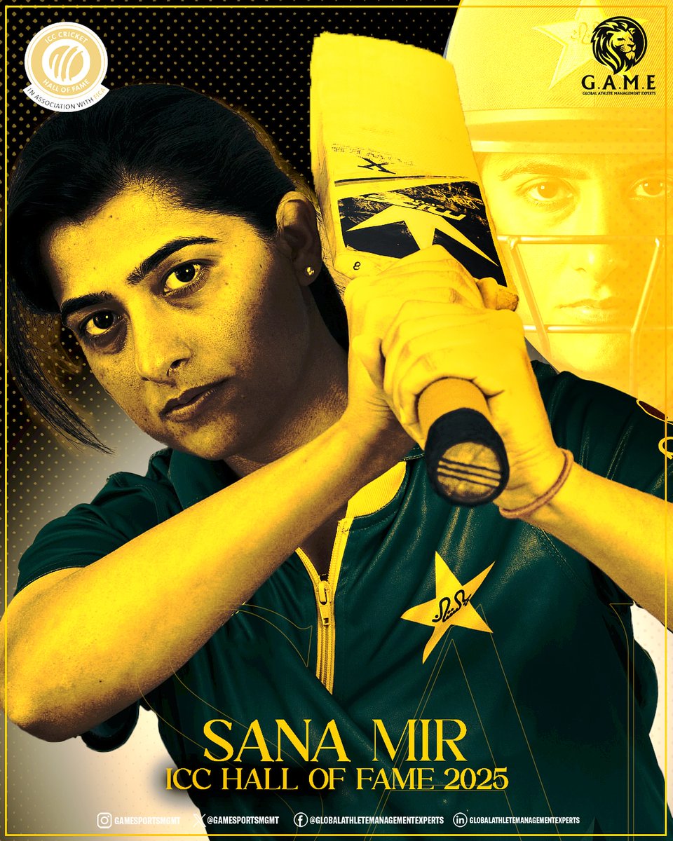 The Pride of Pakistan Cricket <a href="/mir_sana05/">Sana Mir ثناء میر</a>  has been inducted into the ICC Hall of Fame 👏🏼 Many congratulations to Sana and her family for this outstanding achievement.

#IamGAME #SanaMir #Cricket #Pakistan #ICCHallofFame