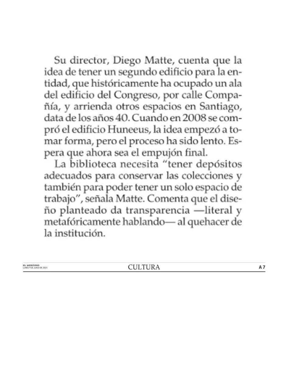 La edición de hoy de El Mercurio dedicó una página completa a la situación de cuatro edificios patrimoniales del centro de Santiago que buscan ser revitalizados. Entre ellos, se encuentra el histórico edificio Huneeus, propiedad de la Biblioteca del Congreso Nacional, cuyo
