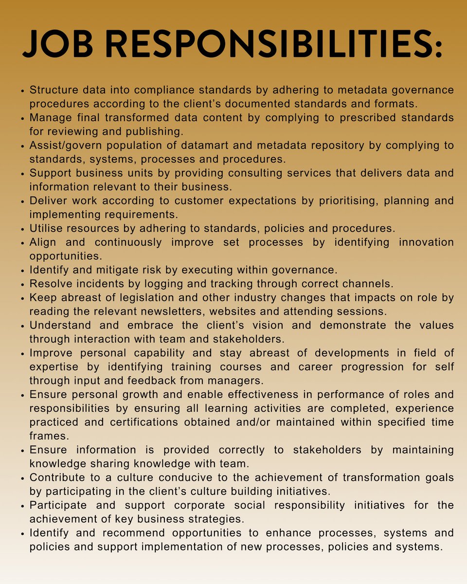 Our client in the Banking Industry is looking for a BI Data Analyst to join their team! 

#vacancies #jobopening #applynow #jobcreation #southafrica #recruitment #praesignis