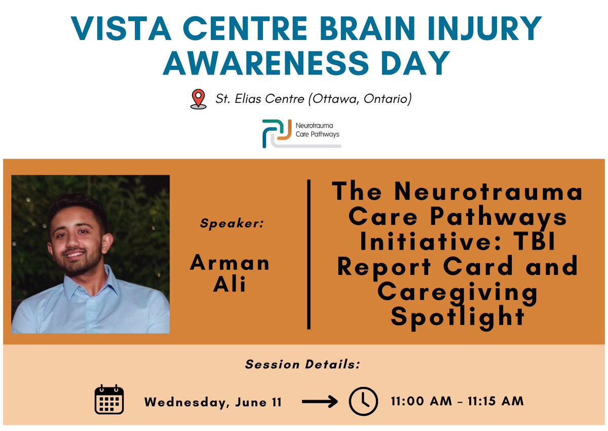 Neurotrauma Care Pathways Project (@neurotraumapath) on Twitter photo Don't miss Arman Ali's presentation this Wednesday at <a href="/vcbis/">Vista Centre Brain Injury Services</a>'s Brain Injury Awareness Day! Don't miss Arman Ali's presentation this Wednesday at <a href="/vcbis/">Vista Centre Brain Injury Services</a>'s Brain Injury Awareness Day!