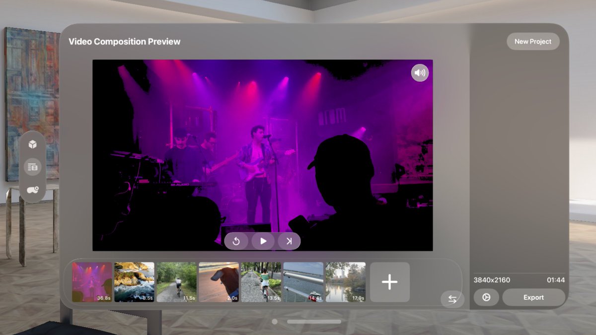 theryangordon's tweet image. Oops accidentally hit launch on the Spatial Media Toolkit video editor. Combine, trim and rearrange spatial videos to tell a story. Adding photos and music this week #WWDC25 #visionOS