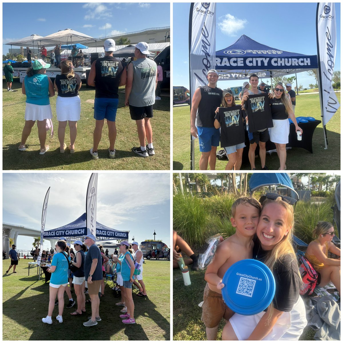 GraceCityChurc3's tweet photo. FamFest was a huge success! Great time of worship, inspirational testimonies, family fun and great food! Grace City had fun handing out hats, frisbees, sunglasses and pens while sharing the love of Jesus! Made lots of new friends that we hope to see on Sunday! #FamFest https://t.co/wLJCZQ2xLi