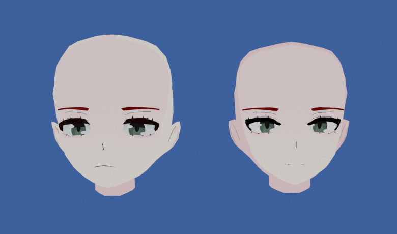 ayy_mang's tweet photo. Doing a rework of my old Booth avatar since I've learned quite a bit in the past few years. Left is the old version, right is the new. #vrchat #blender3d https://t.co/B4Vy5M5dd6