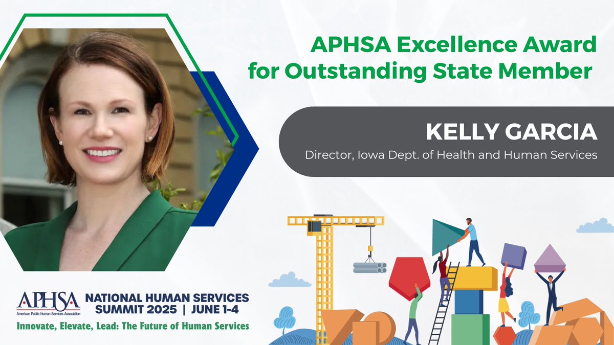 American Public Human Services Association (@aphsa1) on Twitter photo We're excited to celebrate another #APHSASummit2025 award winner! Congratulations to Kelly Garcia, Executive Director of the <a href="/IowaHHS/">Iowa Department of Health and Human Services</a> for receiving this year’s Excellence Award for Outstanding State Member! Learn more: aphsa.org/wp-content/upl… We're excited to celebrate another #APHSASummit2025 award winner! Congratulations to Kelly Garcia, Executive Director of the <a href="/IowaHHS/">Iowa Department of Health and Human Services</a> for receiving this year’s Excellence Award for Outstanding State Member! Learn more: aphsa.org/wp-content/upl…
