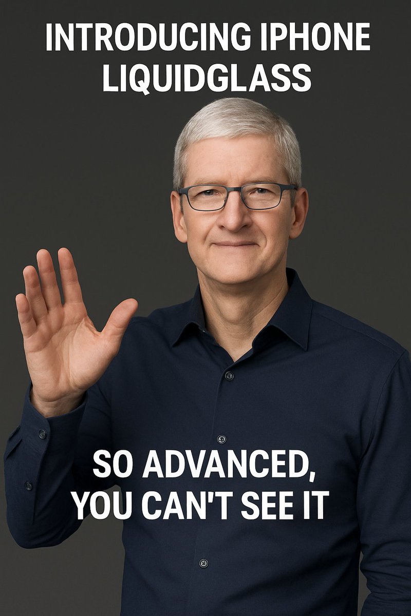 simonepaciaroni's tweet photo. Apple just dropped the most innovative iPhone ever.
No buttons. No ports. No screen. No compromises.
#LiquidGlass is here — and it’s invisible.

So advanced, you can’t see it.
#WWDC25 #Apple #iPhone #TechHumor #InnovationOrIllusion #AppleEvent https://t.co/ULUelOUwY1