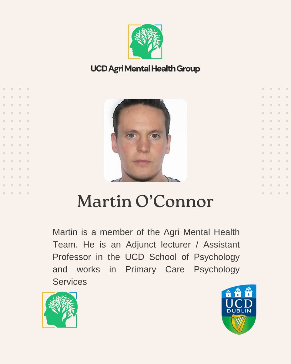 Meet the team Monday - Martin O'Connor
Why Agri Mental Health?
As a Clinical Psychologist working across the lifespan, this initiative is a fantastic opportunity to promote awareness, enhance research and cultivate psychological resilience within the agricultural community.