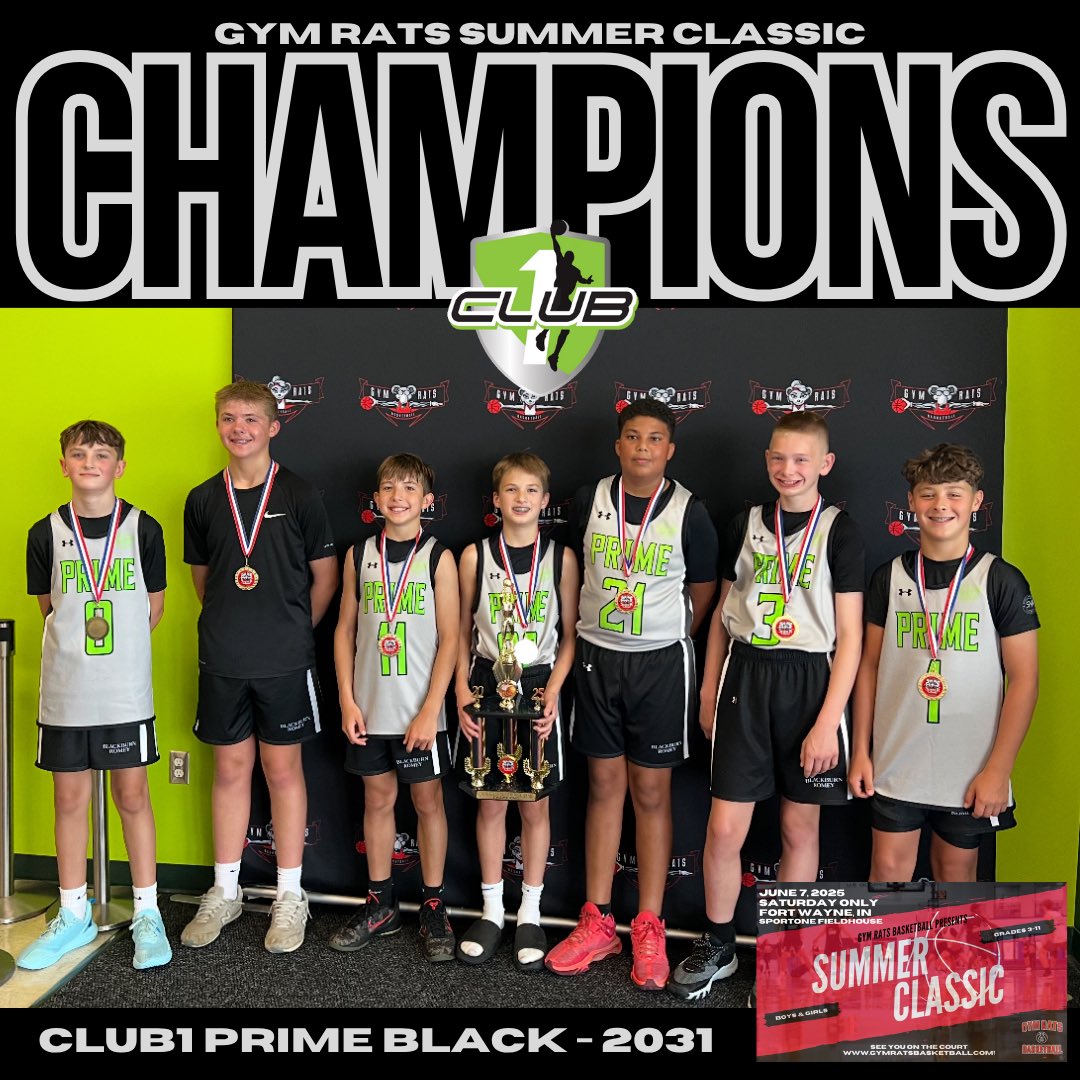 Congratulations to Club1 Prime Black - 2031 on winning the Gym Rats Summer Classic this past weekend!
