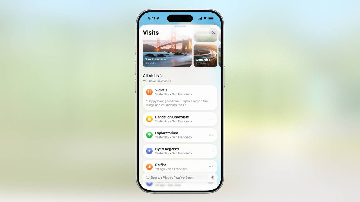 Apple Maps will learn your preferred routes and offer them in Maps. Maps widget will show you your commute ahead of time, and if there are delays, it'll alert you with a new route. Maps also has a new "Visited Places" feature so you can keep track of where you've been.