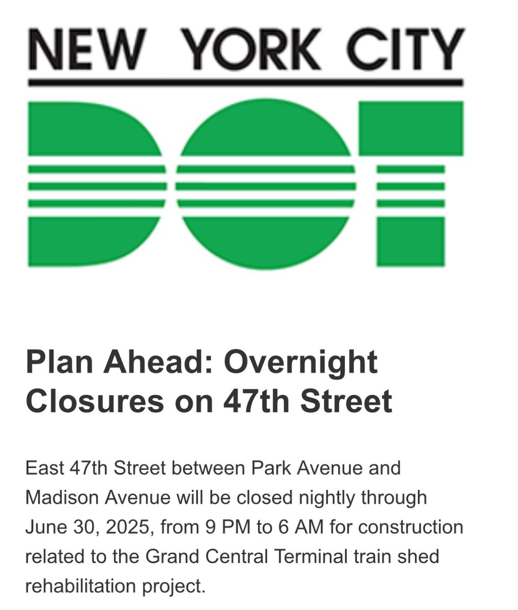 Learn more about the nightly East 47th Street closure here: nyc.gov/html/dot/html/…