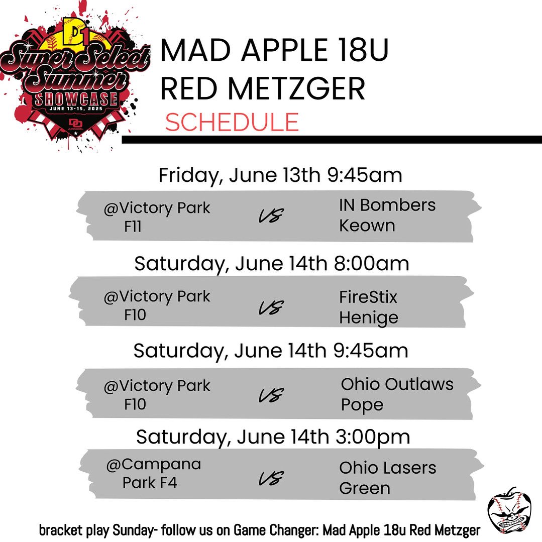 And just like that, it’s travel ball time! 🔥🥎 We’re fired up to hit the field for our first summer tourney at the <a href="/d1fastpitch1/">D1 Fastpitch</a> Super Select Showcase in North Ridgeville, Ohio! Come catch us in action- let’s go! 😡🍎💪