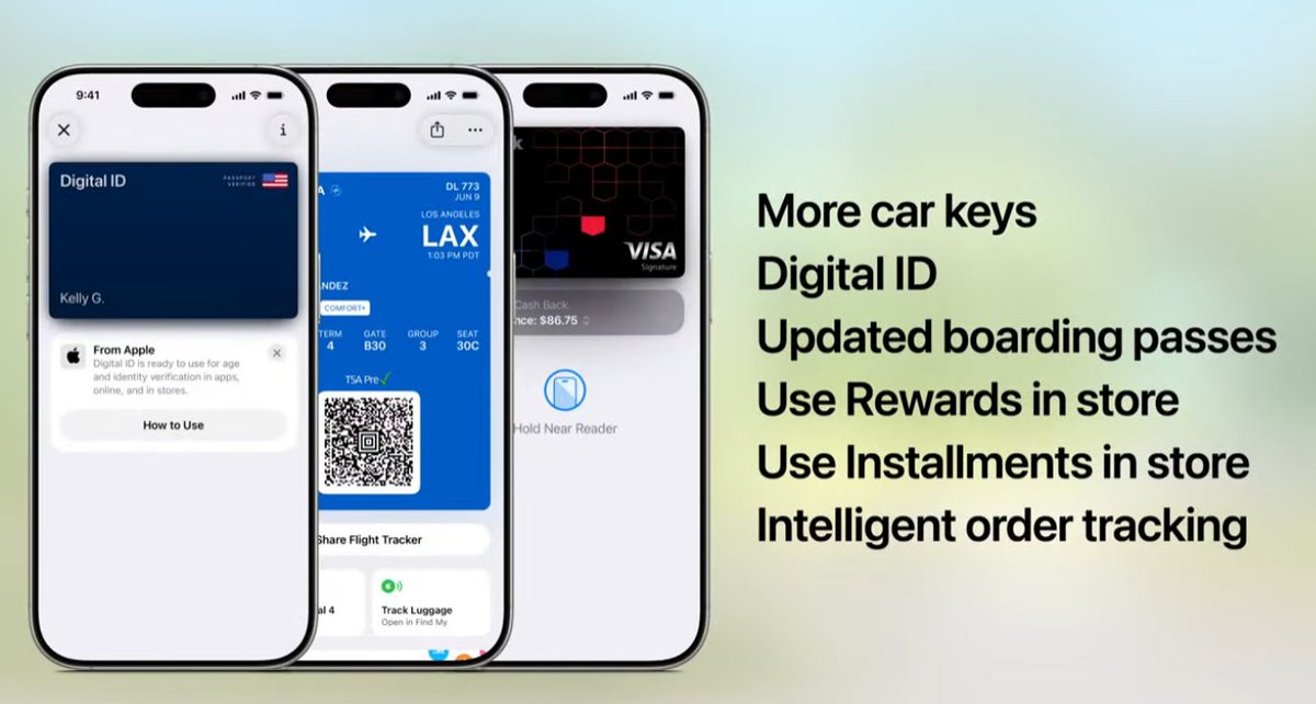 Más llaves de carros disponibles, IDs digitales y facilidades para volar en las actualizaciones del Apple Pay en el #AppleEvent #WWDC25