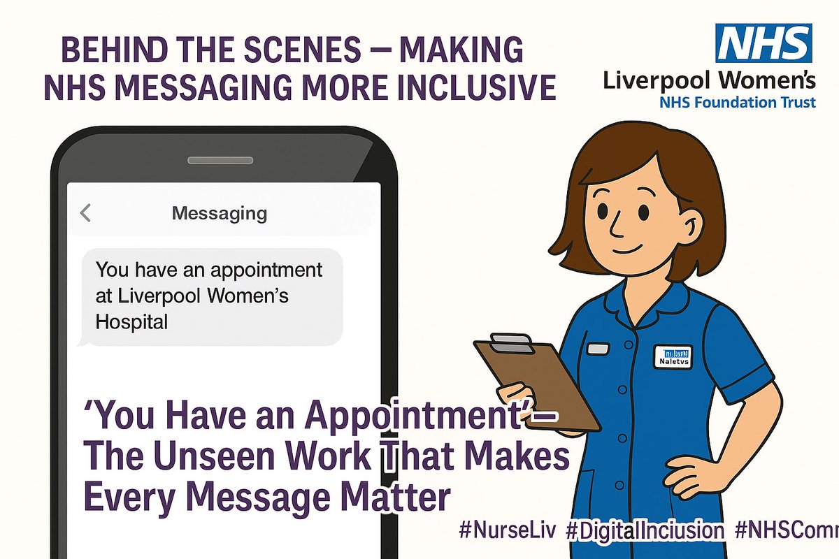 Nurse Liv (@lwhnurseliv) on Twitter photo Ever wondered what goes into a simple appointment text?
It’s more than words — it’s about clarity, safety & inclusion.
At <a href="/LiverpoolWomens/">Liverpool Women's University Hospital</a> we’ve redesigned all our SMS & email messages to better support every patient. Ever wondered what goes into a simple appointment text?
It’s more than words — it’s about clarity, safety & inclusion.
At <a href="/LiverpoolWomens/">Liverpool Women's University Hospital</a> we’ve redesigned all our SMS & email messages to better support every patient.