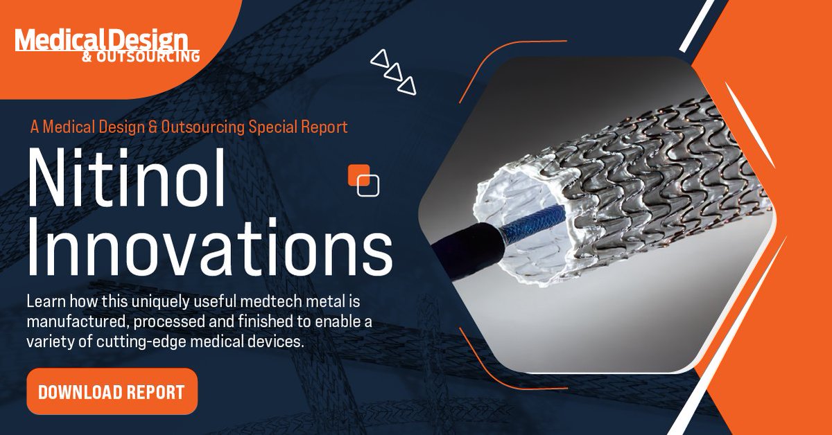 Medical Design & Outsourcing (@medtechdaily) on Twitter photo With #nitinol, physicians are treating life-threatening conditions using next-generation devices that enable safer, faster procedures—and there’s still much to learn about this remarkable #medtech metal.
Download our new Nitinol Innovation Special Report: medicaldesignandoutsourcing.com/nitinol-innova… With #nitinol, physicians are treating life-threatening conditions using next-generation devices that enable safer, faster procedures—and there’s still much to learn about this remarkable #medtech metal.
Download our new Nitinol Innovation Special Report: medicaldesignandoutsourcing.com/nitinol-innova…