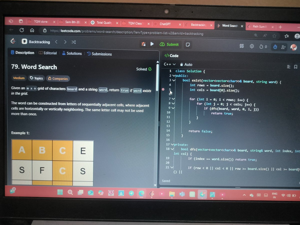 M56957992Pritam's tweet image. #Day_7 of #100_days_of_code 
08 / 06 / 2025, Sunday

113.  Path Sum ll
79. Word Search