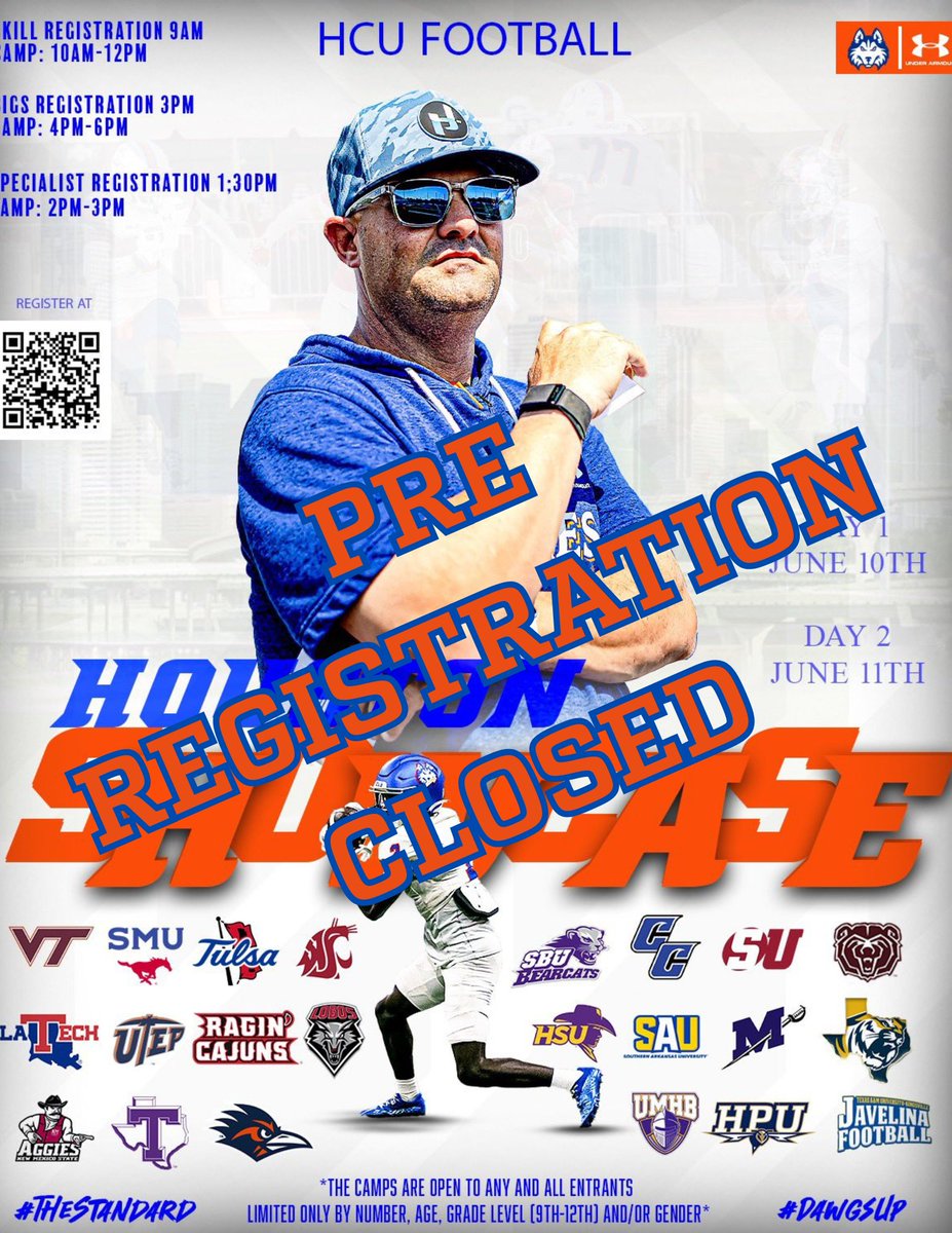 Pre-Registration is closed for the Houston Showcase.
Check In Begins 1 Hour before camp.

Walk-Ups - $100