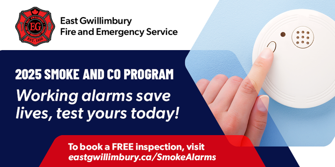 If you see <a href="/EG_FES/">EG Fire and Emergency Service</a> in your community, we are conducting our free Smoke and CO Program.
We will be canvasing various communities throughout EG from April to October. 📅
Get involved today and book an in-person or virtual inspection today at eastgwillimbury.ca/SmokeAlarms