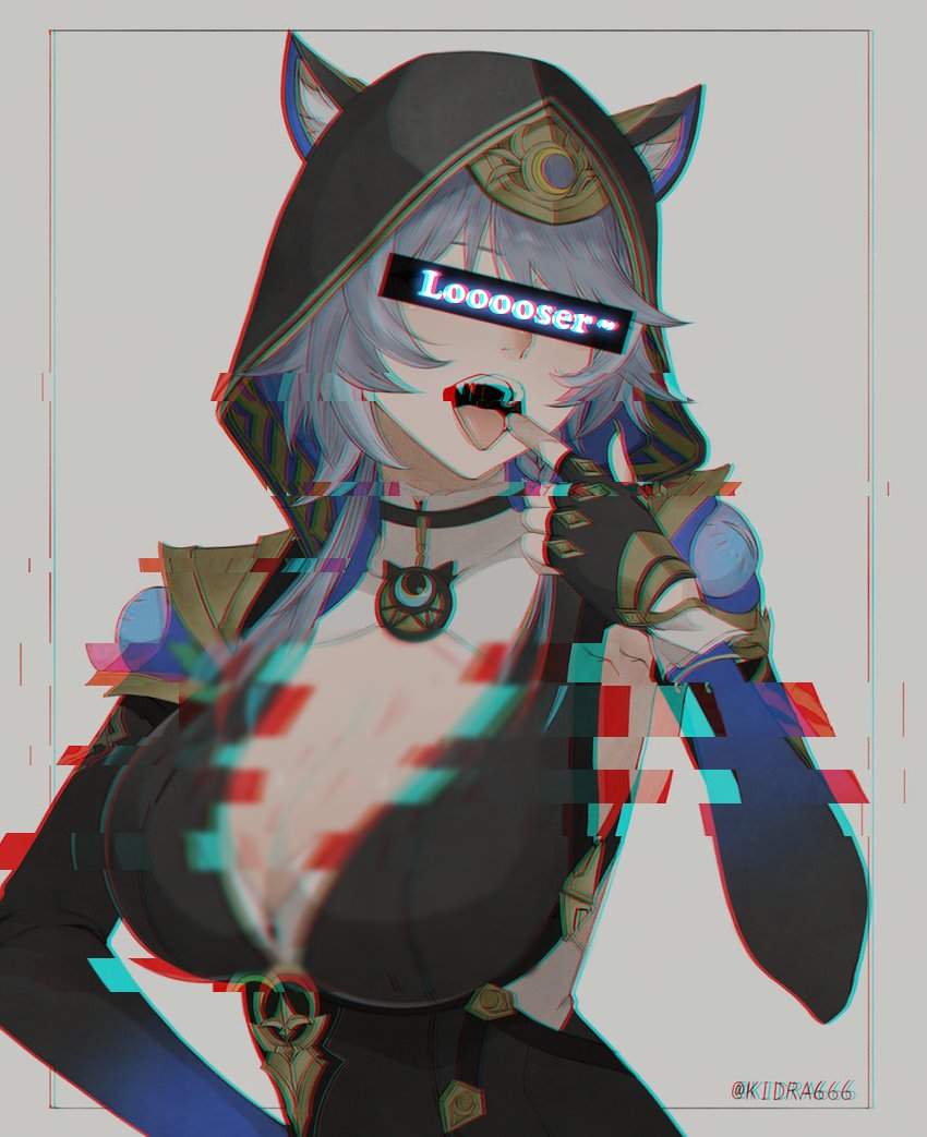 What, something wrong?

Some problem with your vision? Oooohh silly, that's just the betachip I installed~ And it seems to be working as intended~

Hmm, it looks 'glitchy' you say? Oh well, not my problem~ As long as you can't stare at my cleavage it's fine, isn't it loser?~