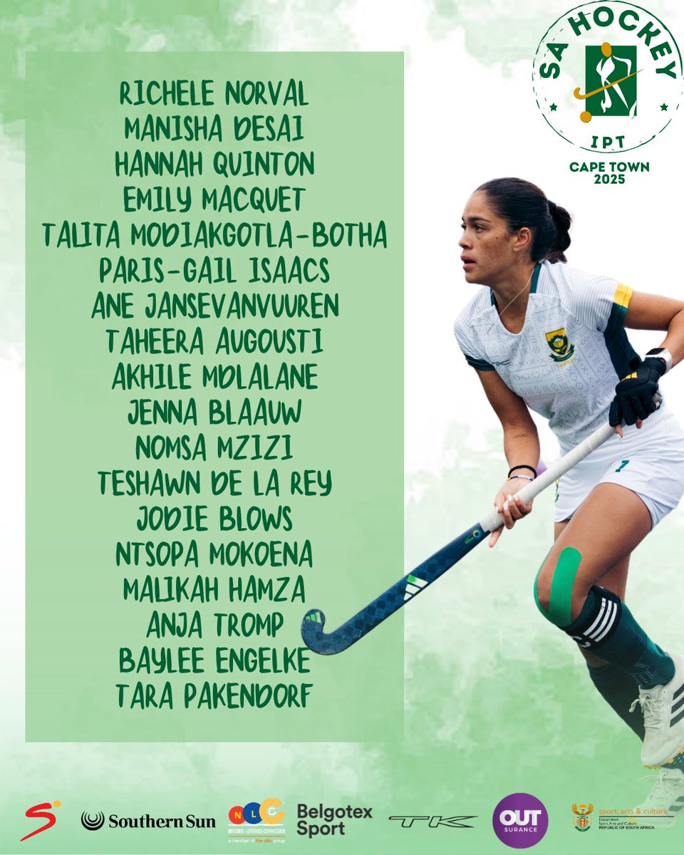 𝕋𝕖𝕒𝕞 𝔸𝕟𝕟𝕠𝕦𝕟𝕔𝕖𝕞𝕖𝕟𝕥

SA Hockey has announced the U21 Teams for the SA Hockey IPT. 

Read = &gt; sahockey.co.za/2025/06/09/sa-…

#MoreThanHockey