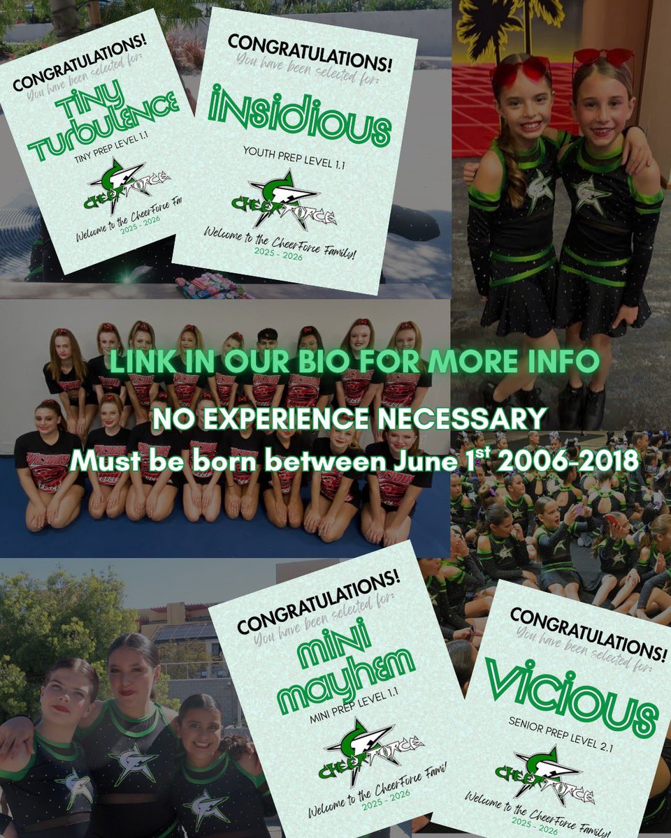 CheerForce San Diego (@cheerforcesd) on Twitter photo Our Prep Program has room to grow and we’d love for you to join our CF Family!!! Send us an email at cheerforcesd@cox.net to get more information on how to join! 💚 Our Prep Program has room to grow and we’d love for you to join our CF Family!!! Send us an email at cheerforcesd@cox.net to get more information on how to join! 💚