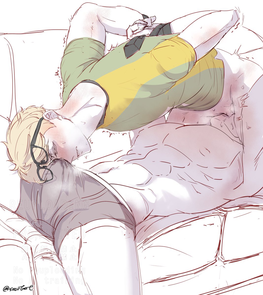 🐈‍⬛ tongue kept going 
and so 🌙 did the breathless moans
//
Happy 69 day 
#kurotsuki #クロ月 #黑月