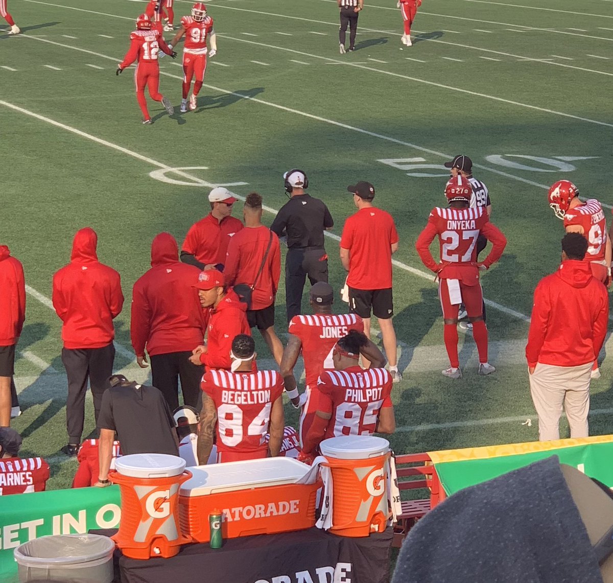 Back home to cheer on these guys! 🐎 Looks good guys! Looking forward to a great season. #stampeders